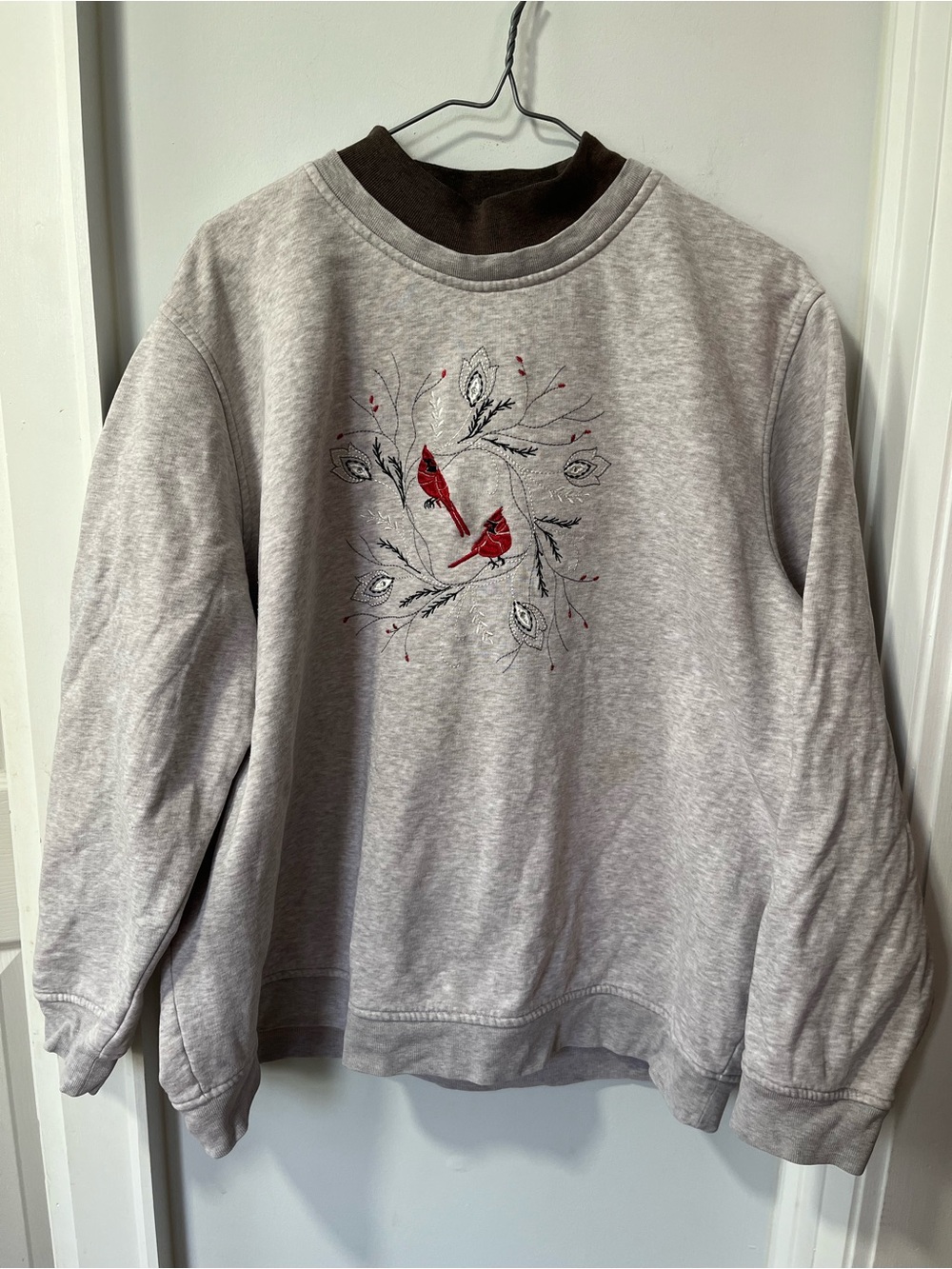 Northern Reflections Grey Fall Winter Nature Sweater Mock neck Extra Large